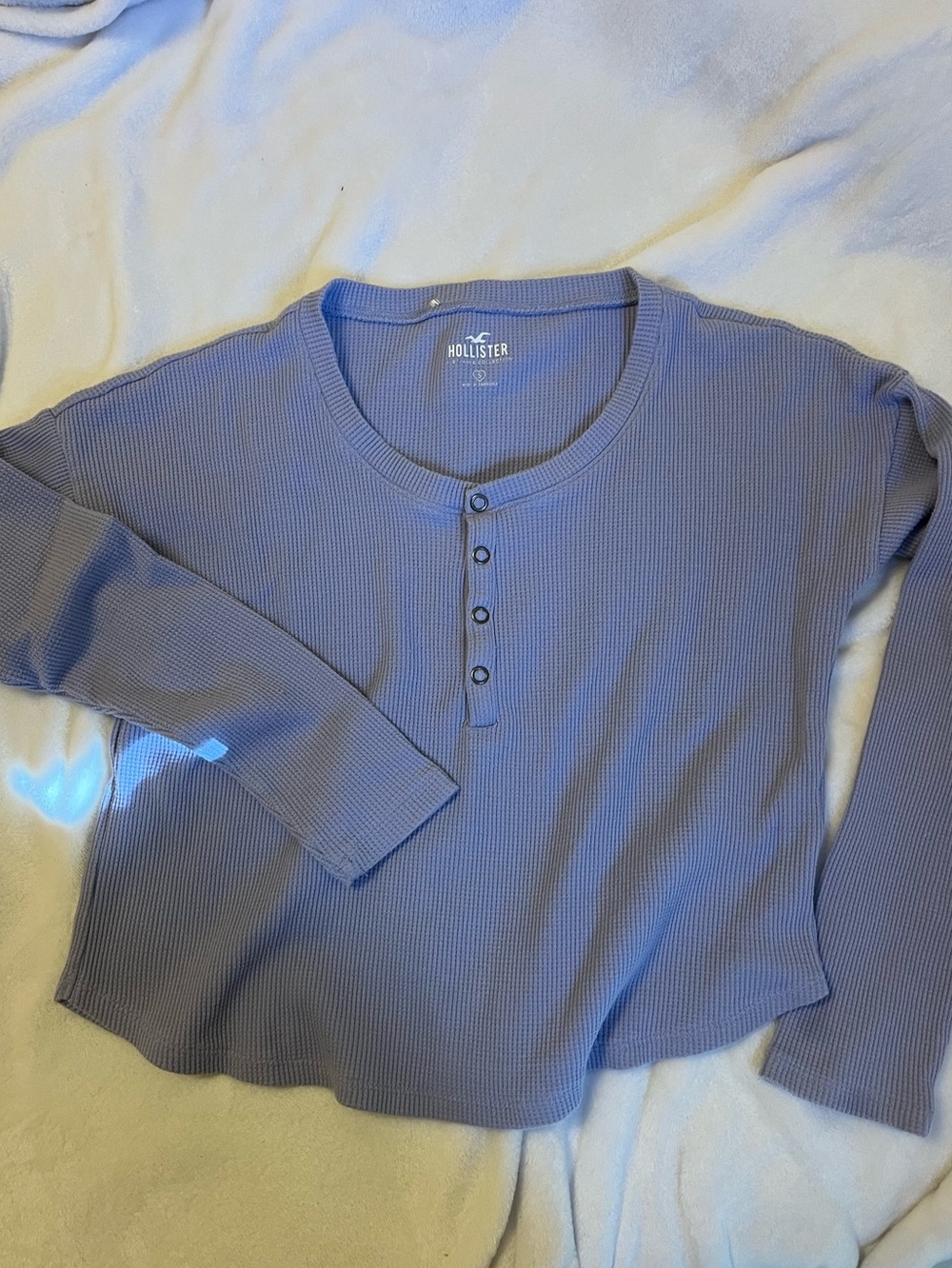 Hollister Lavender Ribbed Long Sleeve Henley